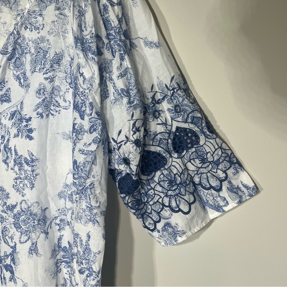 Soft Surroundings Blue and White Floral Blouse - Picture 2 of 9